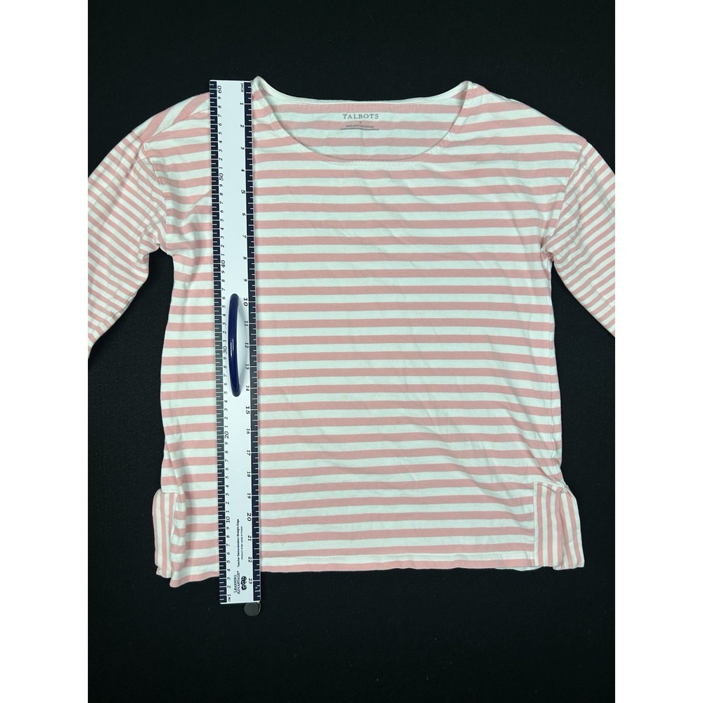 Talbots Pink White Striped 3/4 Sleeve Cotton Top Women's Small - Picture 5 of 8